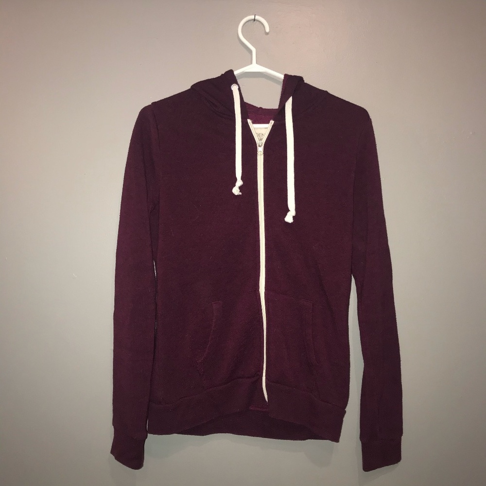 Zip up burgundy hoodie